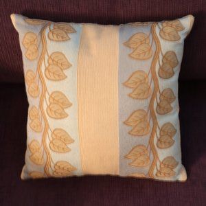 Vine Design PILLOW 11 1/2" x 11 1/2" x 4 light blue tan colors